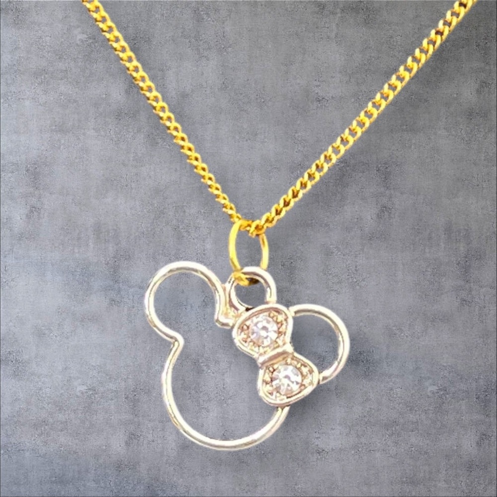 Gold plated Minnie Mouse pendant with clear crystal